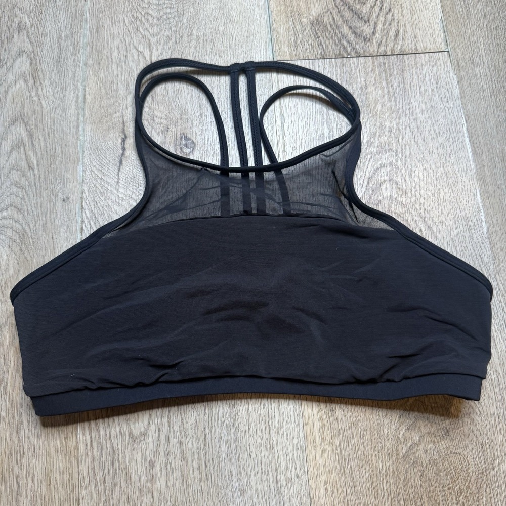 Lululemon Wake & Train Longline Strappy black Sports Bra size 10